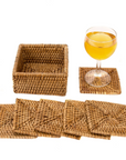 Square Rattan Coaster Set
