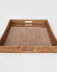 Square Rattan Tray with Glass Insert