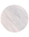 Round marble coaster with gray and white pattern on a white background