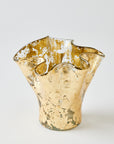 14K hand applied gold textured vase on a light gray background