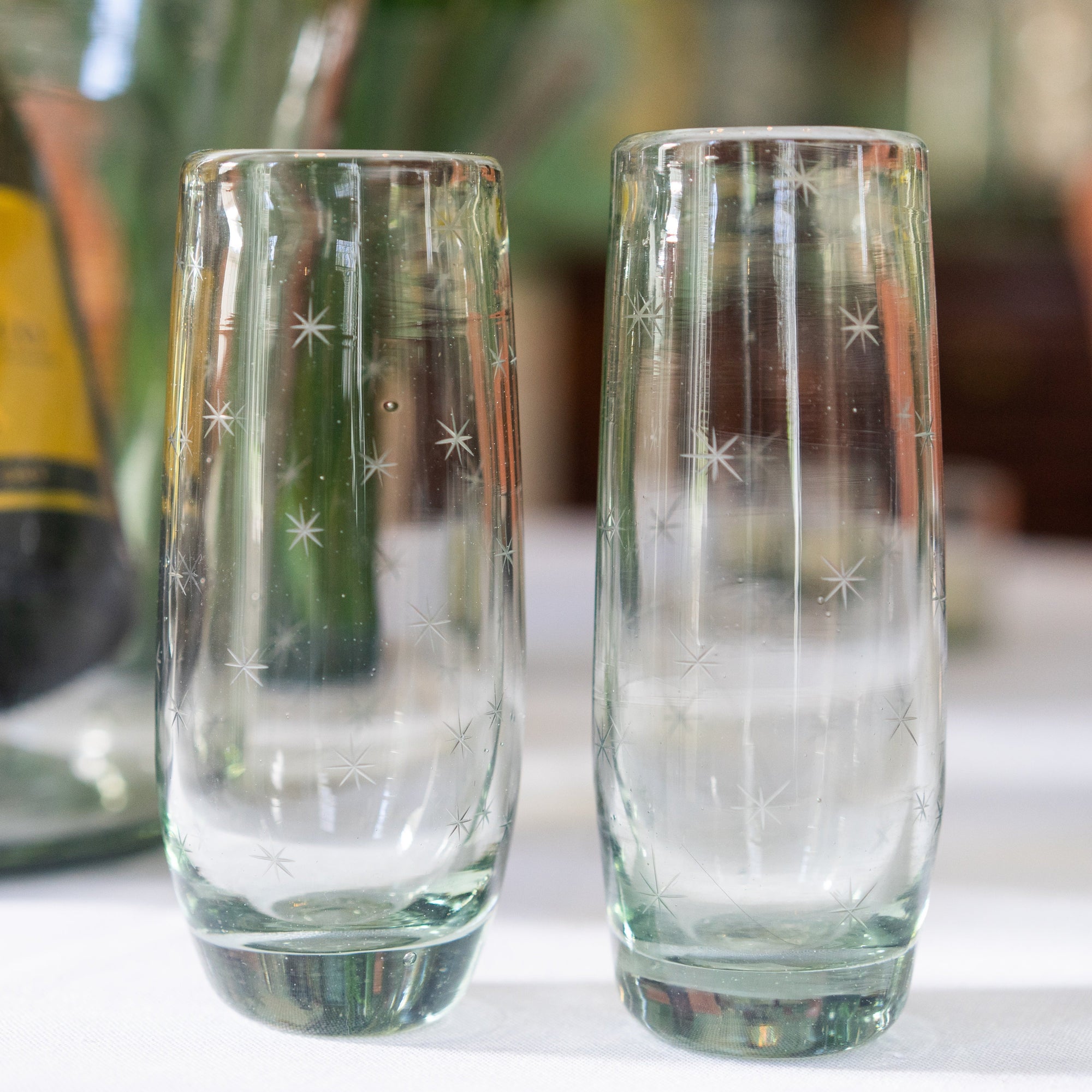 Starry Night Stemless Champagne Glass Pair (Clear)