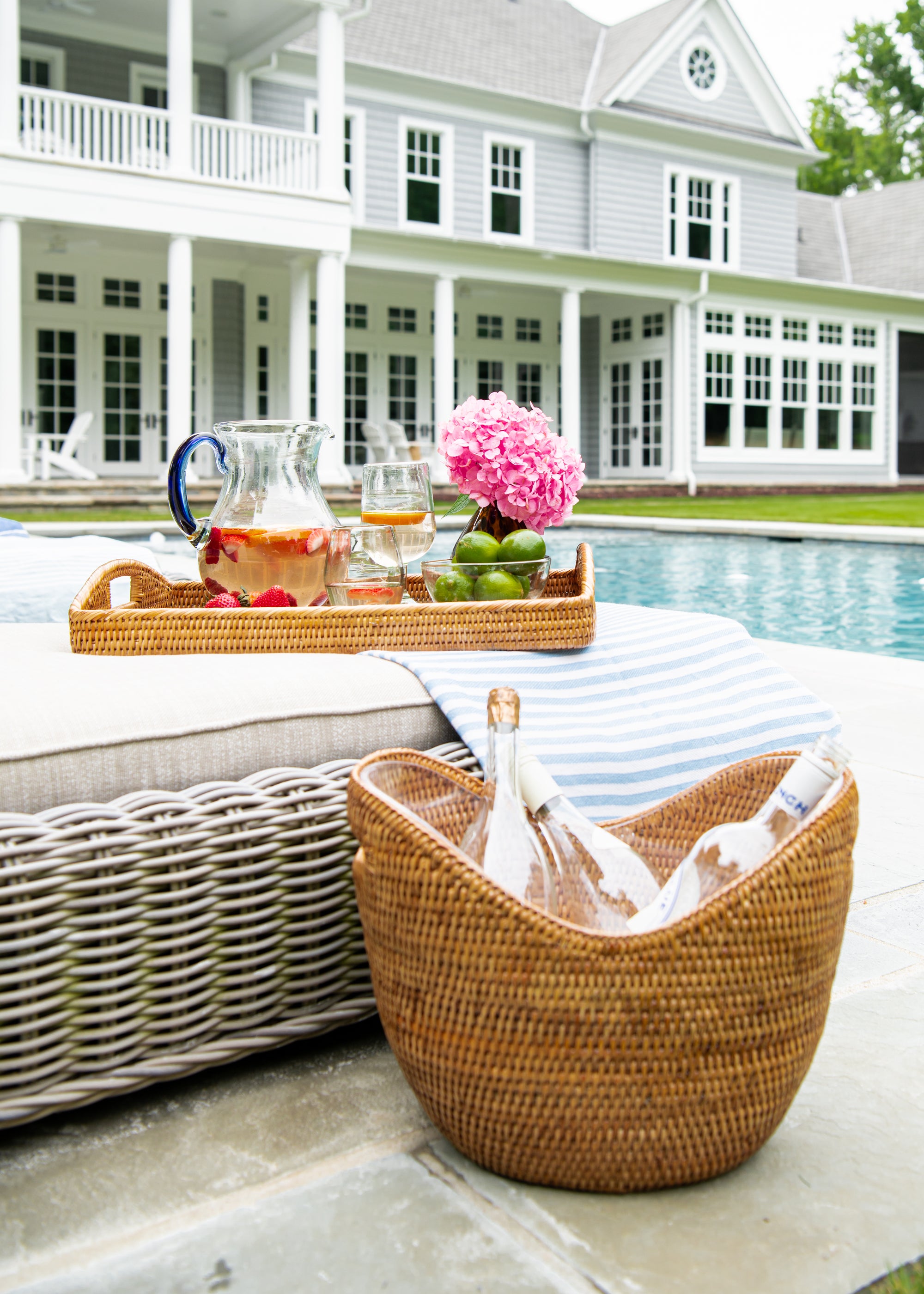 Rattan Champagne Bucket with Acrylic Insert