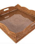 20” Square Scalloped Rattan Tray