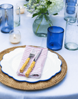 Cabana Stripe Rocks Glasses (French Blue)