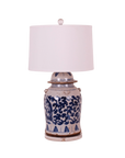 30" Blue & White Scroll Dragon Lamp