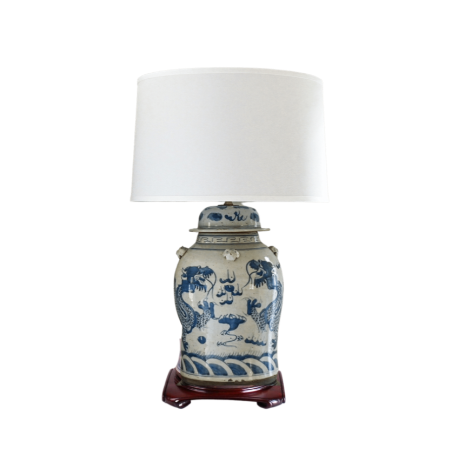 29" Dragon Lamp with Rosewood Base