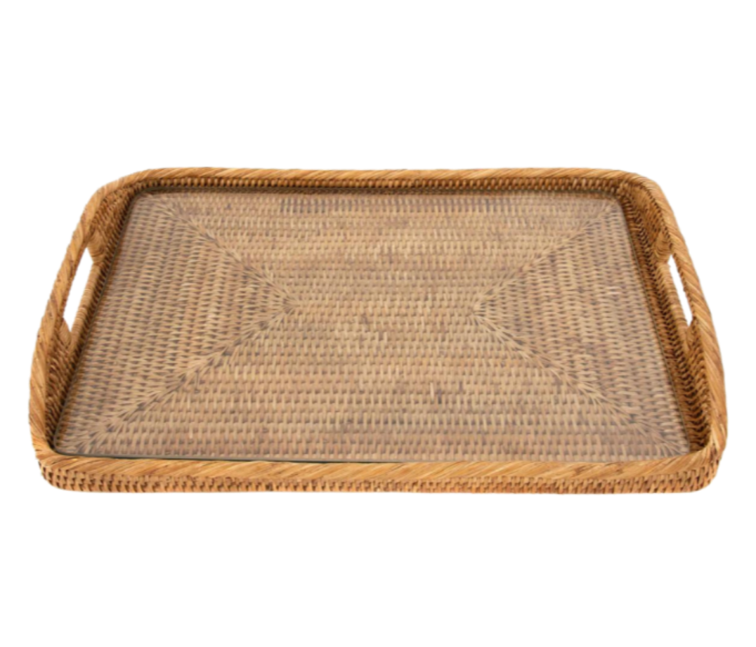17" Rectangular Rattan Serving Tray