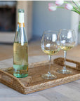 21 inch Rectangular Rattan Serving Tray with Glass Insert