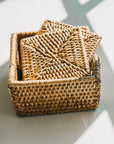 Square Rattan Coaster Set