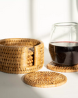 Round Rattan Coaster Set