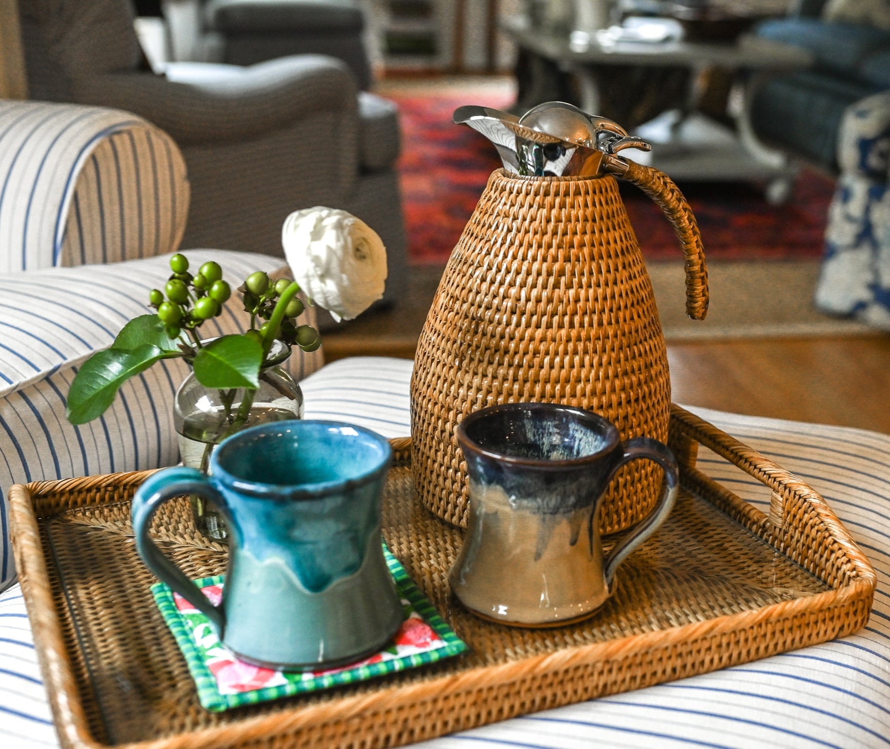 17" Rectangular Rattan Serving Tray