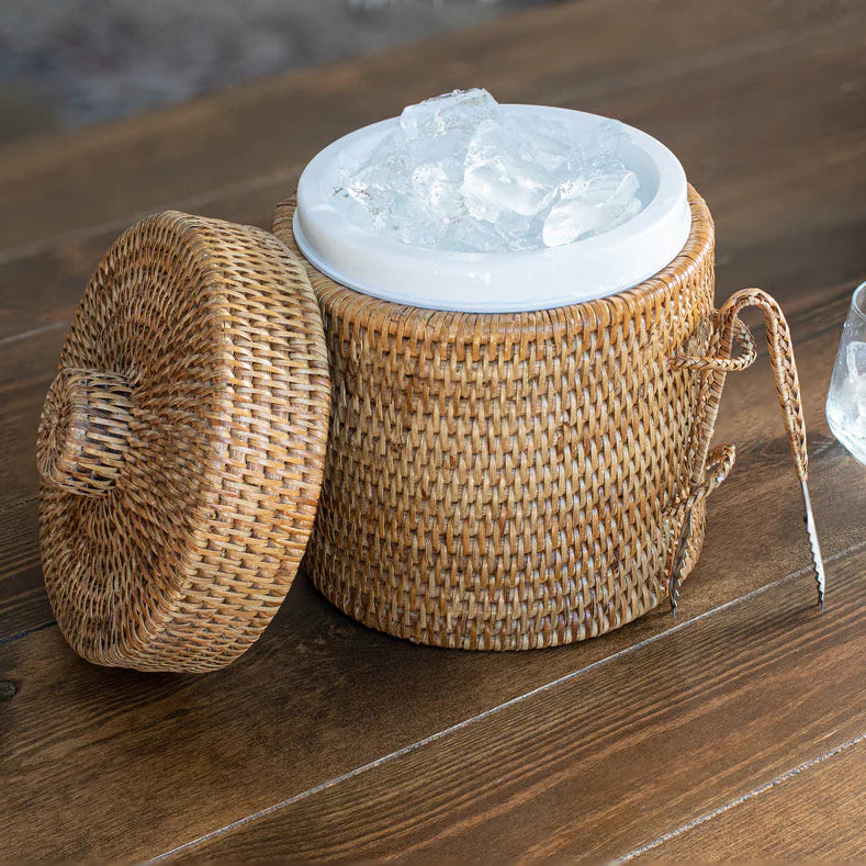 Rattan Ice Bucket with Tongs, 3 sizes