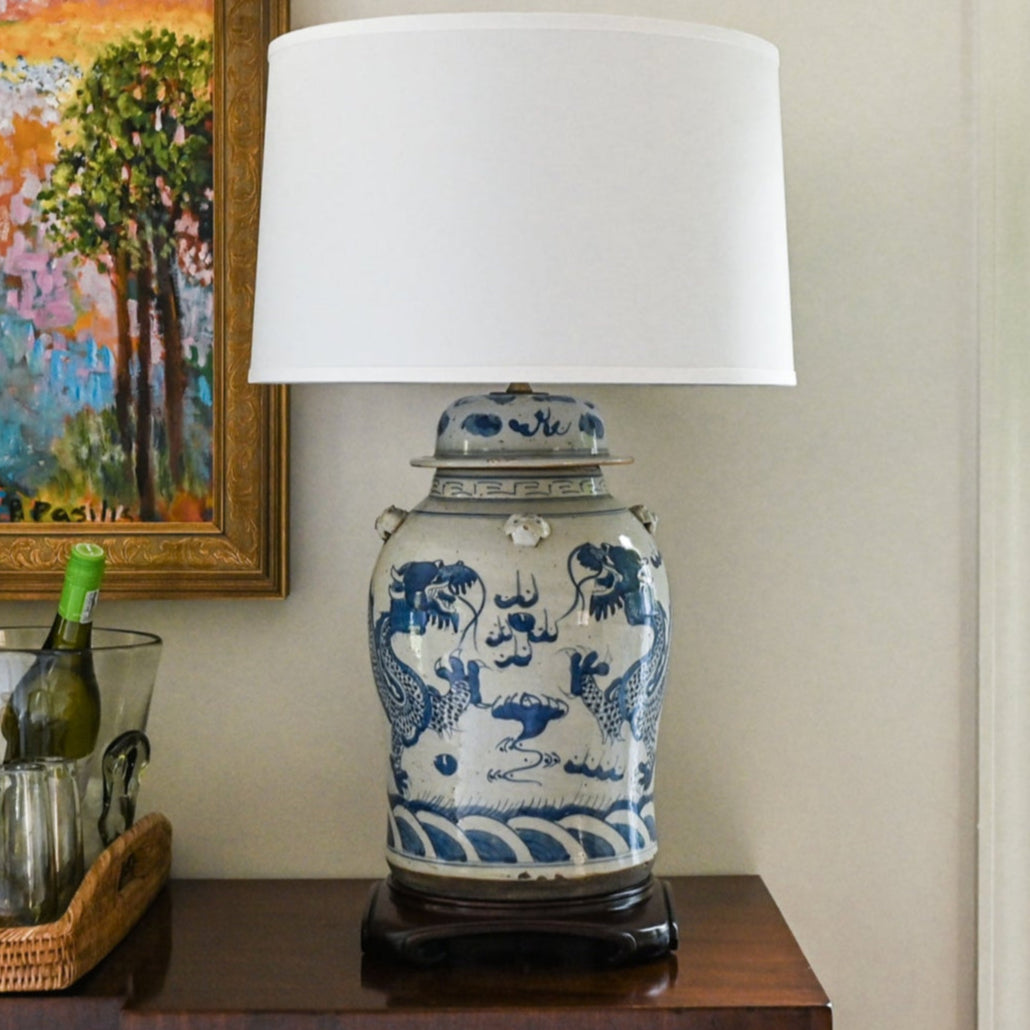 29" Dragon Lamp with Rosewood Base