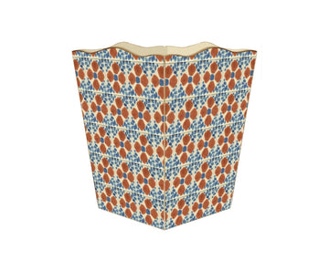 Oaxaca Mexican Tile Wastepaper Basket Scalloped Top