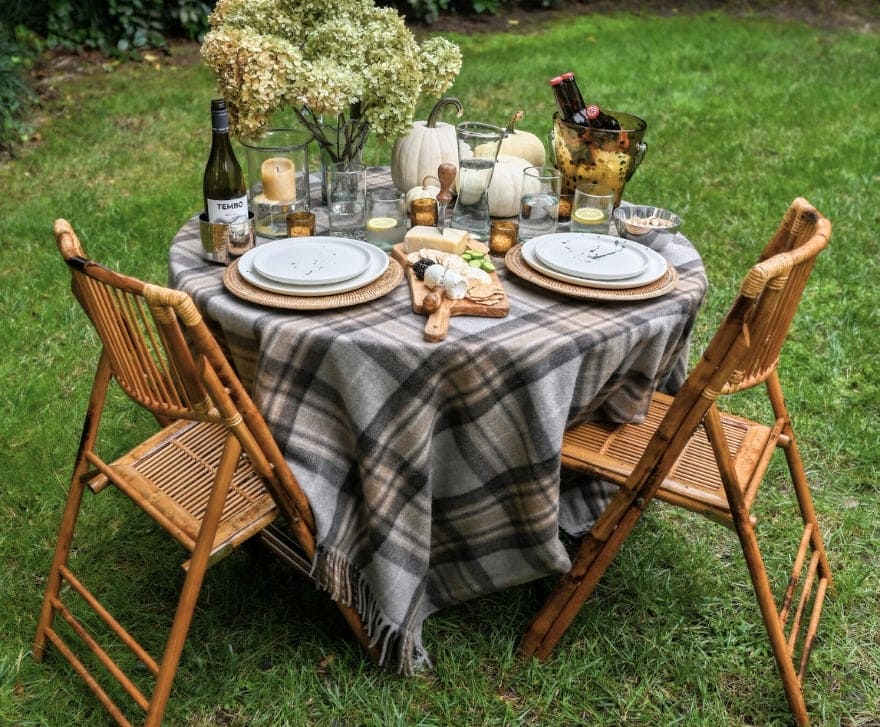 Recycled Wool Picnic Blanket in Mackellar Tartan & Carrier