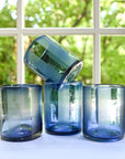 Cabana Stripe Rocks Glasses (French Blue) Single