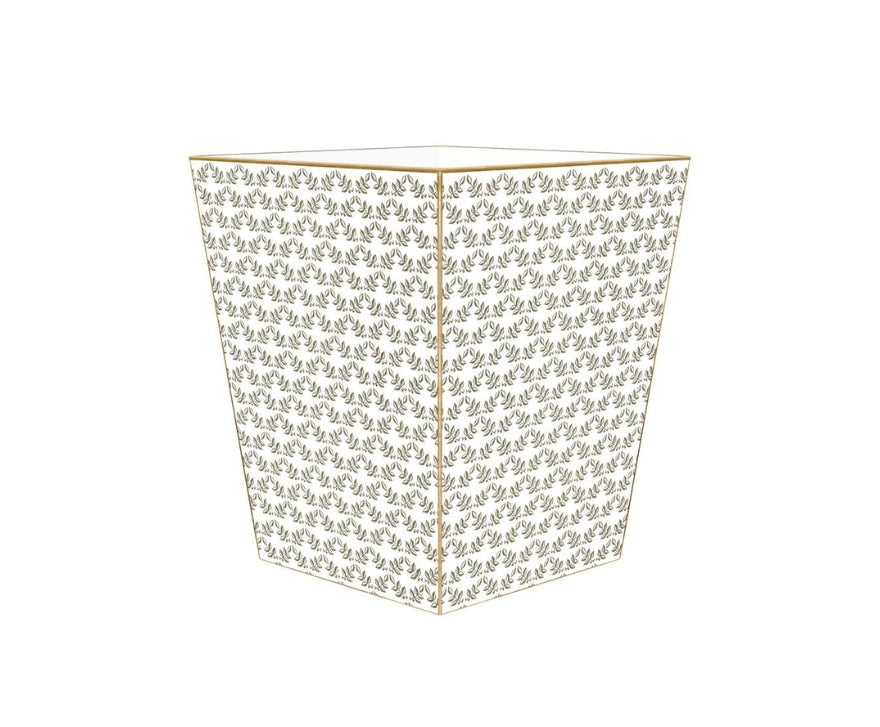 Brown Leaf Print Wastepaper Basket