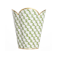 Green Floral Scalloped Wastepaper Basket