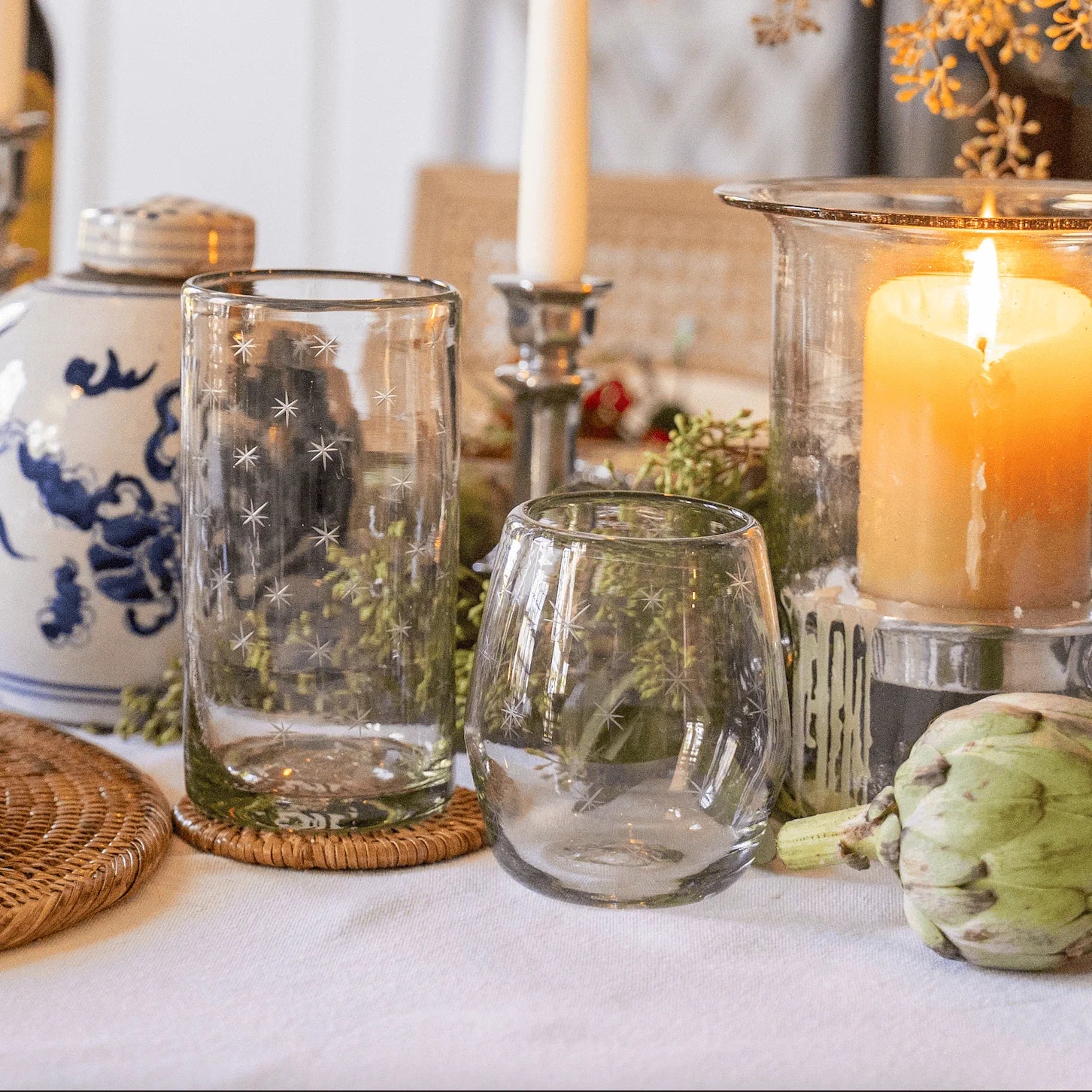 Starry Night Stemless Wine Glasses (Clear) Single