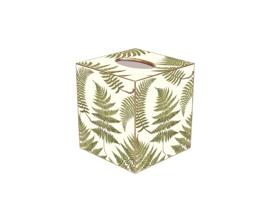 Ferns on Cream Tissue Box Cover