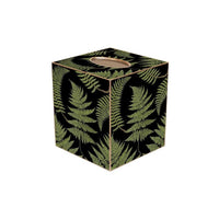 Ferns on Black Tissue Box Cover