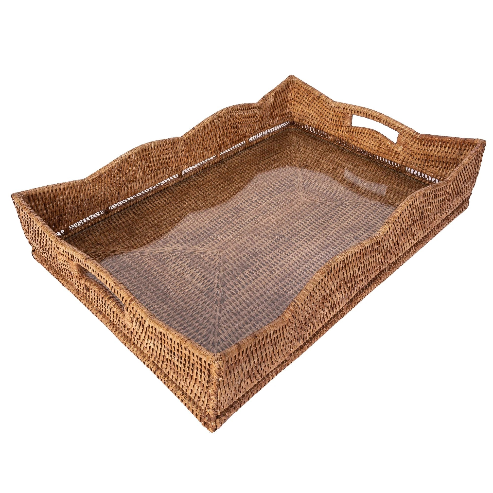 Half Past Seven Scalloped Rattan Tray