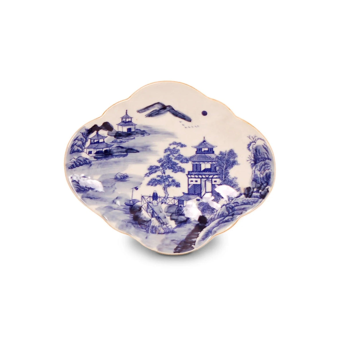 Diamond Chinoiserie Pedestal Plate