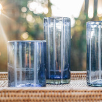 Smokey Blue Striped Water Glass, Set of 4