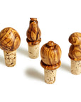 Olive Wood Bottle Stoppers, Set of 4