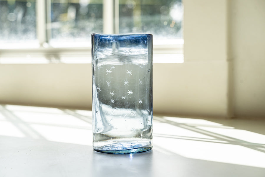 Starry Night Water Glass in Smokey Blue, Set of 4