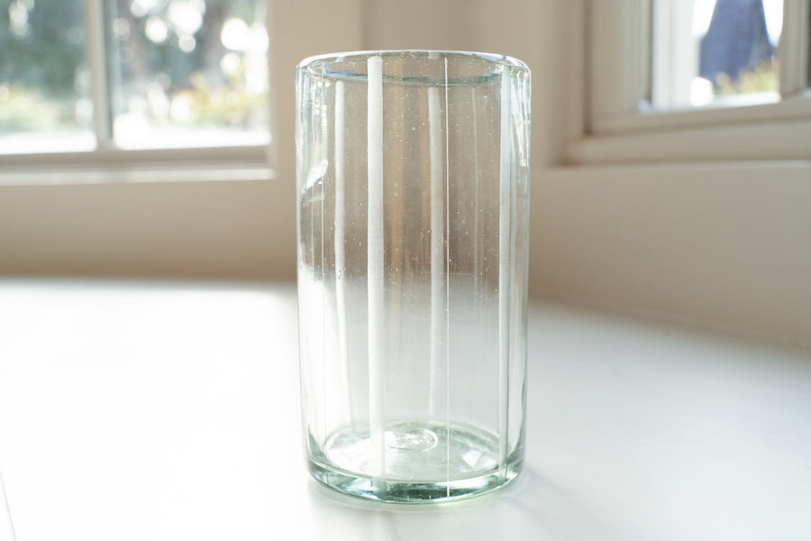 Clear Striped Water Glass