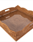 20” Square Scalloped Rattan Tray