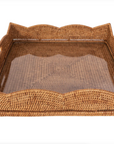 20” Square Scalloped Rattan Tray