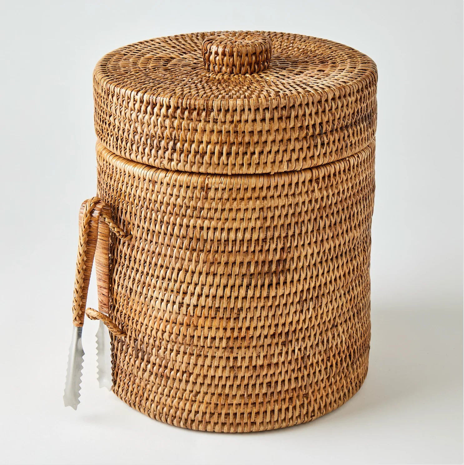 Rattan Ice Bucket with Tongs, 3 sizes 12x12x15