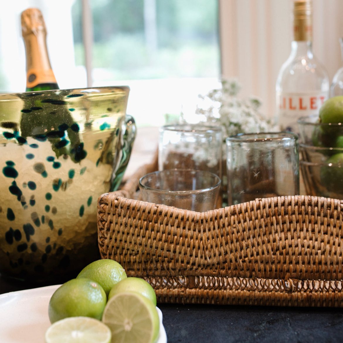 Glass Ice Bucket in Navy Tortoise