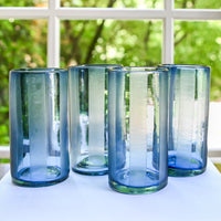 Cabana Stripe Water Glasses (French Blue)