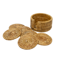 Round Rattan Coaster Set