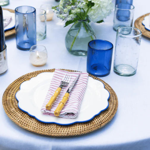 Cabana Stripe Rocks Glasses (French Blue) Single