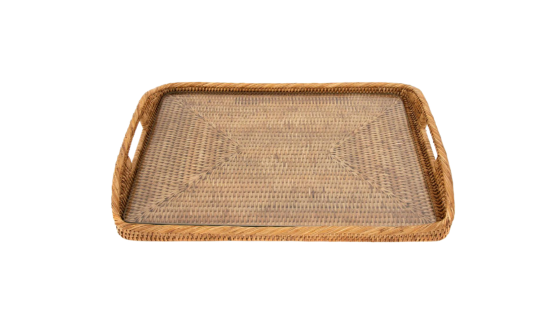 17 inch Rectangular Rattan Serving Tray