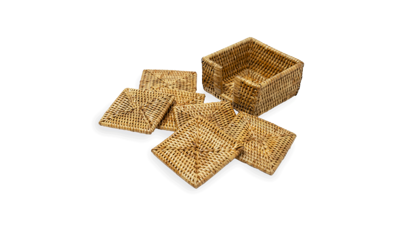 Square Rattan Coaster Set