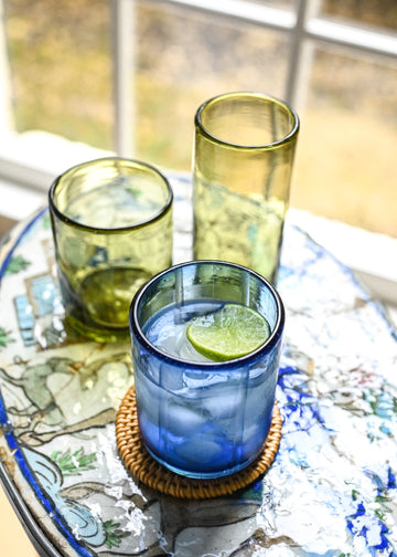 Smokey Blue Striped Tom Collins Glass, Set of 4 – Half Past Seven