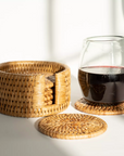 Round Rattan Coaster Set