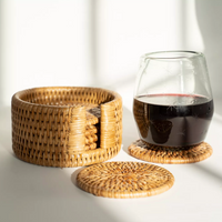 Round Rattan Coaster Set