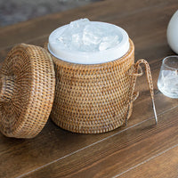 Rattan Ice Bucket with Tongs, 3 sizes