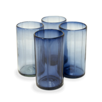 Striped Water Glass in Smokey Blue